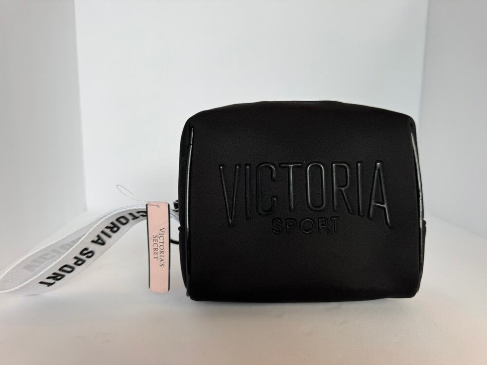 Victoria Sport Black Neoprene Cosmetic Bag Victoria Secret Wristlet Pouch New